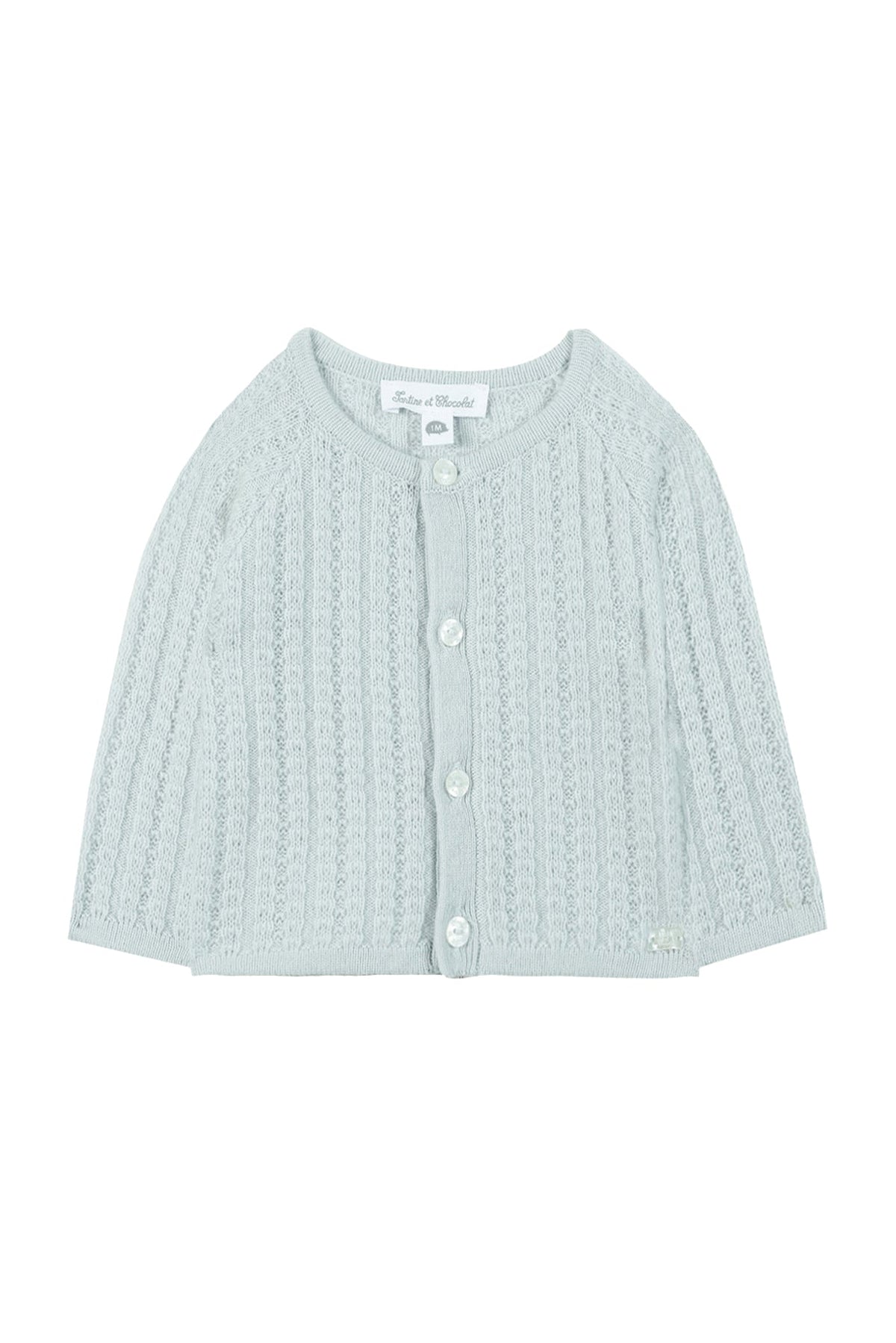 Cardigan Premier trousseau en laine - Bleu Ciel