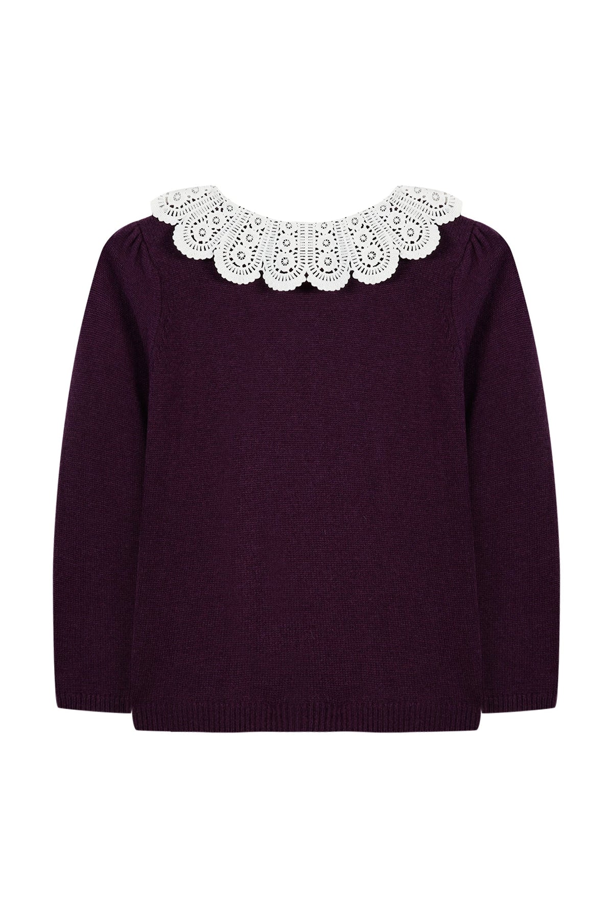 Pull Esprit romantique en laine - Aubergine