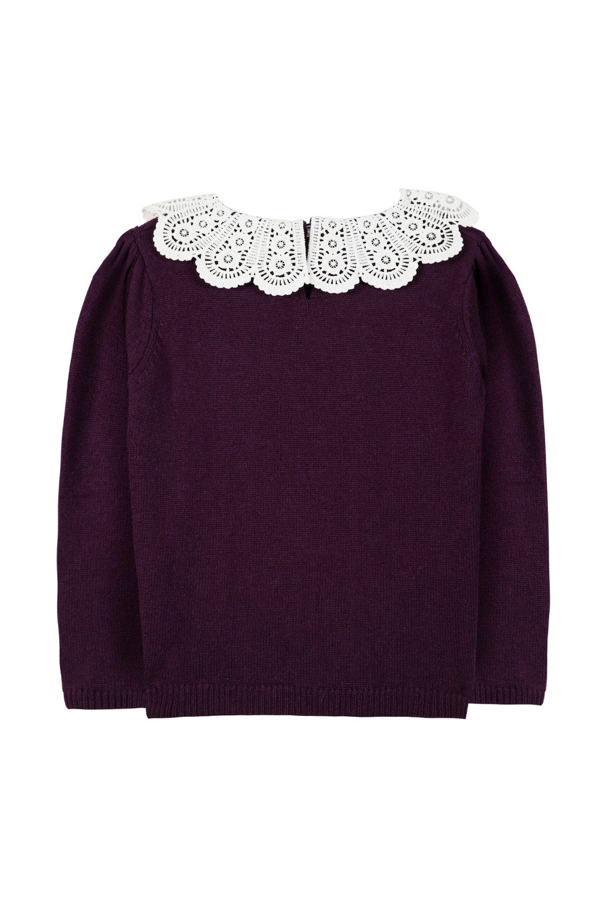 Aubergine / Pull Esprit Romantique En Laine - Aubergine