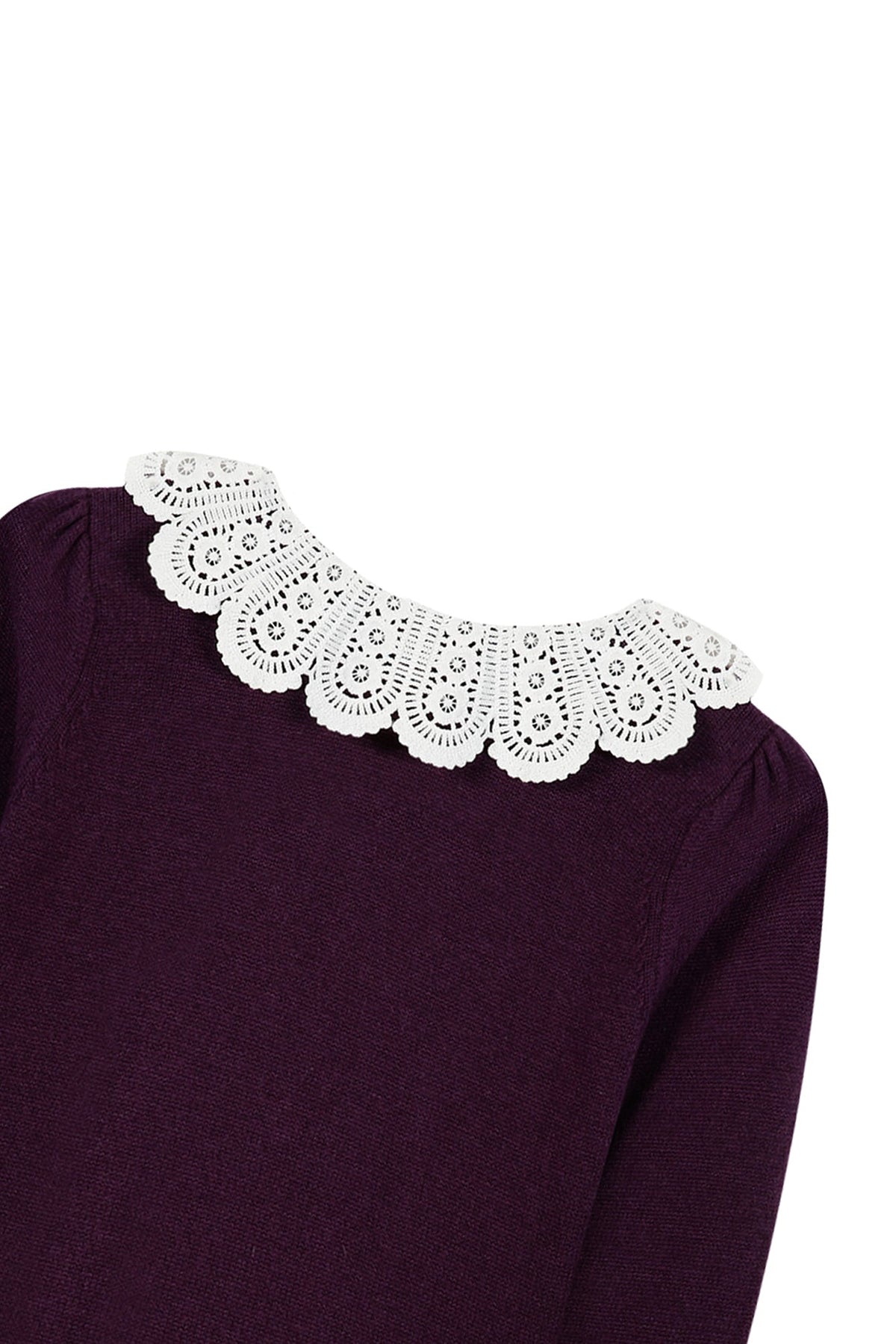 Aubergine / Pull Esprit Romantique En Laine - Aubergine