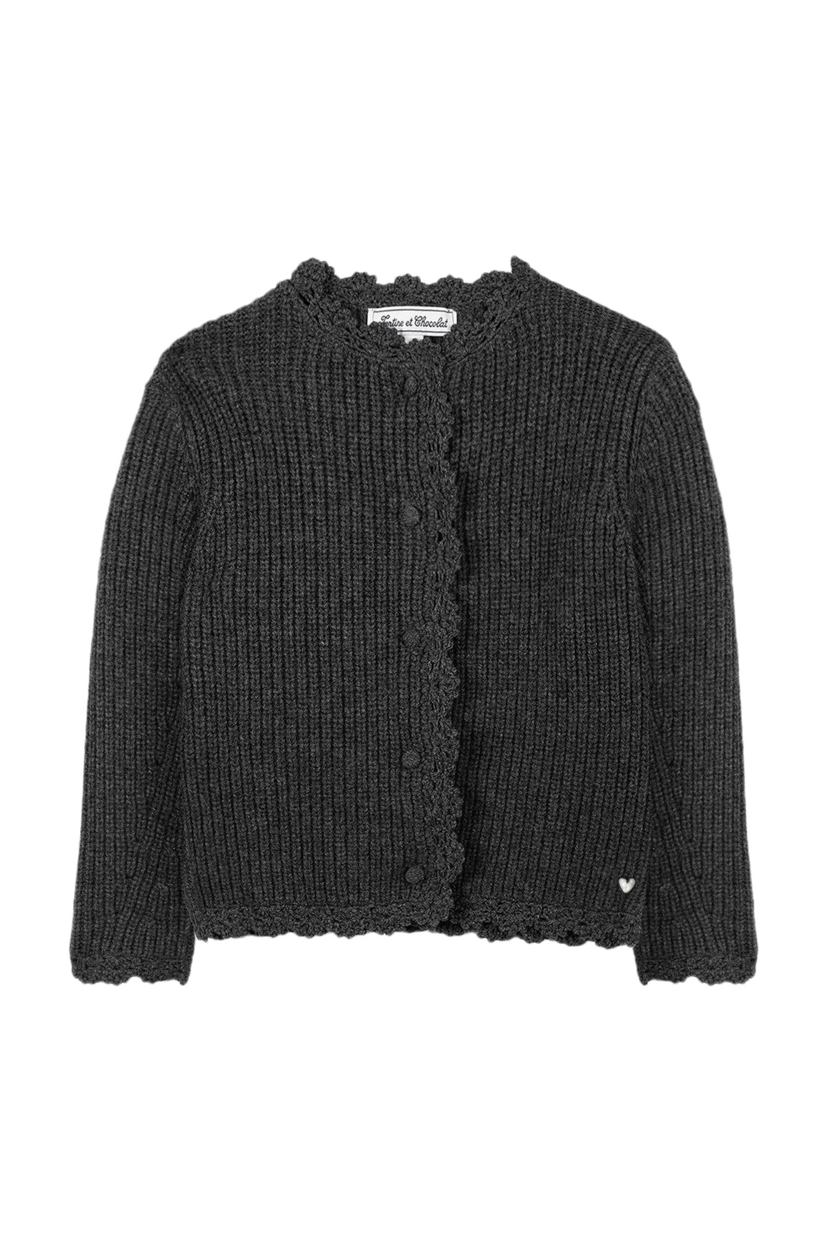 Cardigan Esprit romantique en laine - Anthracite