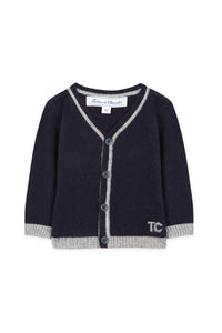 Gilet Baby cérémonie en cachemire - Marine