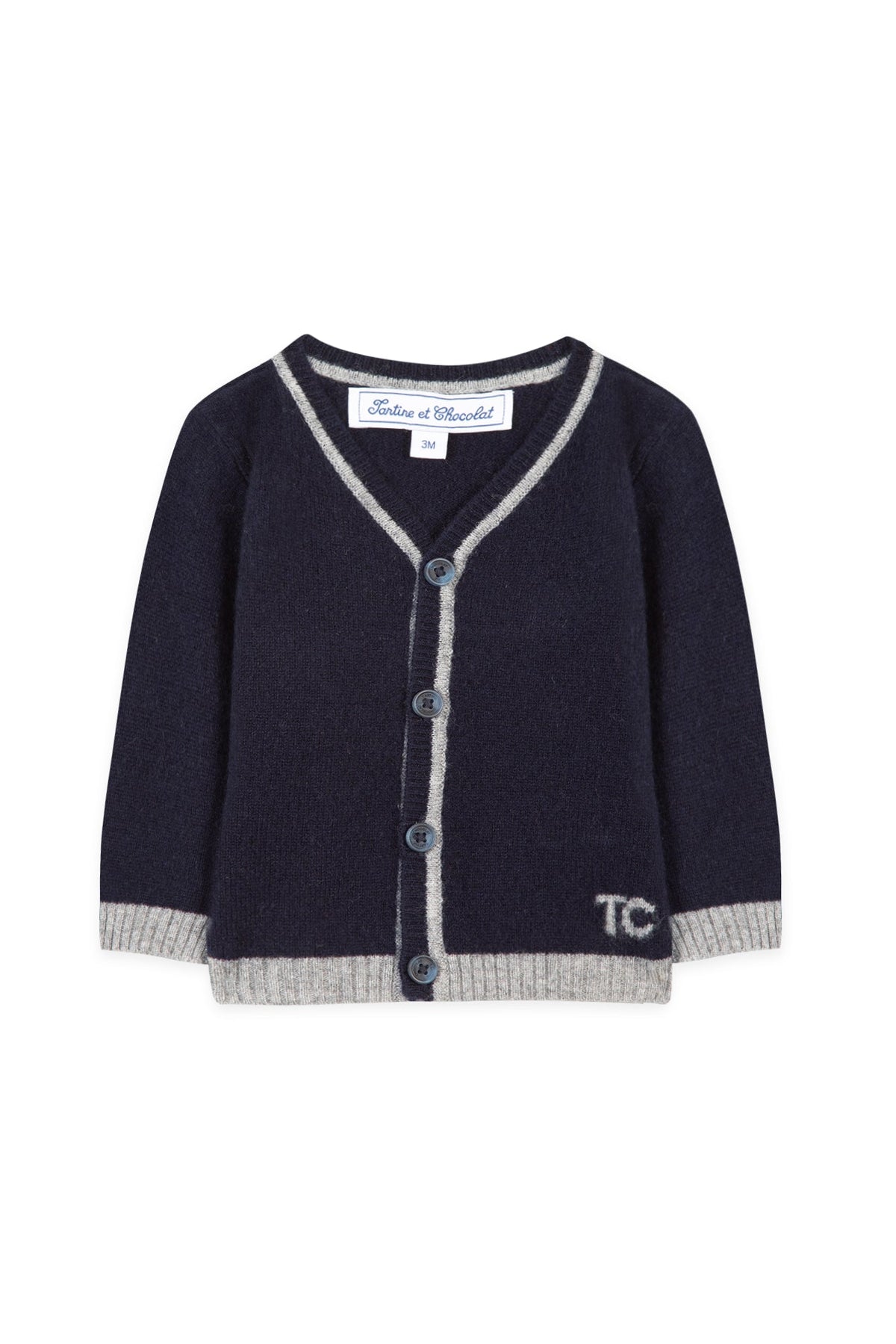 Gilet Baby cérémonie en cachemire - Marine