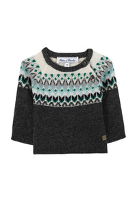 Pull Baby apprenti artiste en laine - Gris Anthracite Chiné