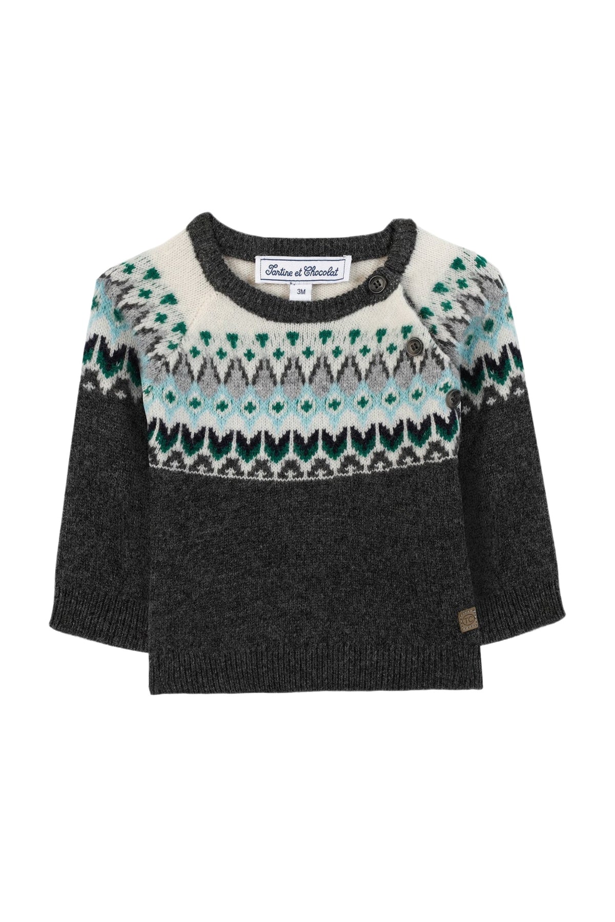 Pull Baby apprenti artiste en laine - Gris Anthracite Chiné