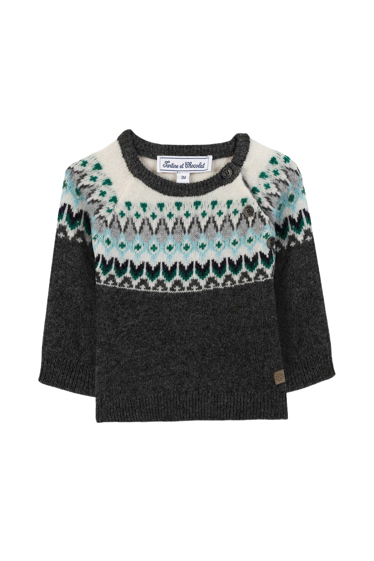 Pull apprenti artiste en laine - Gris foncé