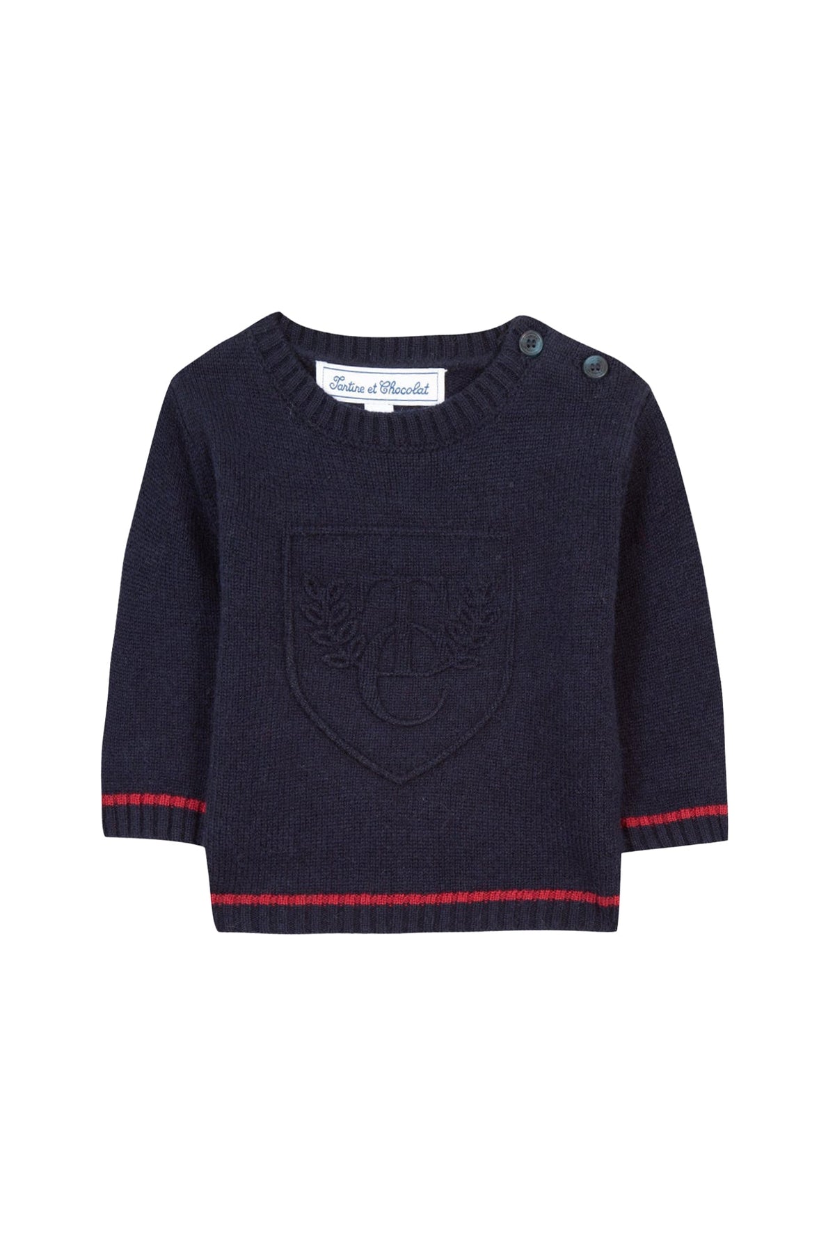 Pull Baby globe trotteur en laine - Marine