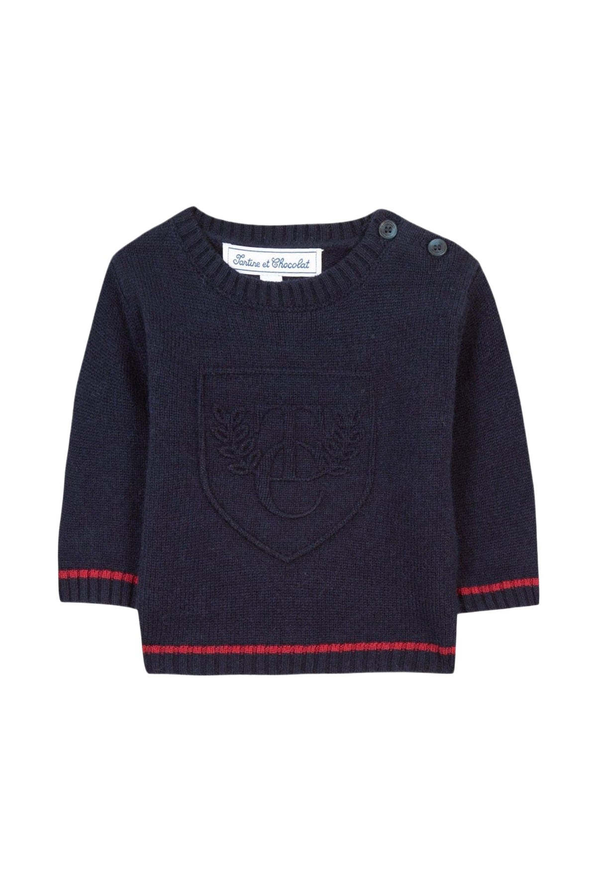 Pull Baby globe trotteur en laine - Marine