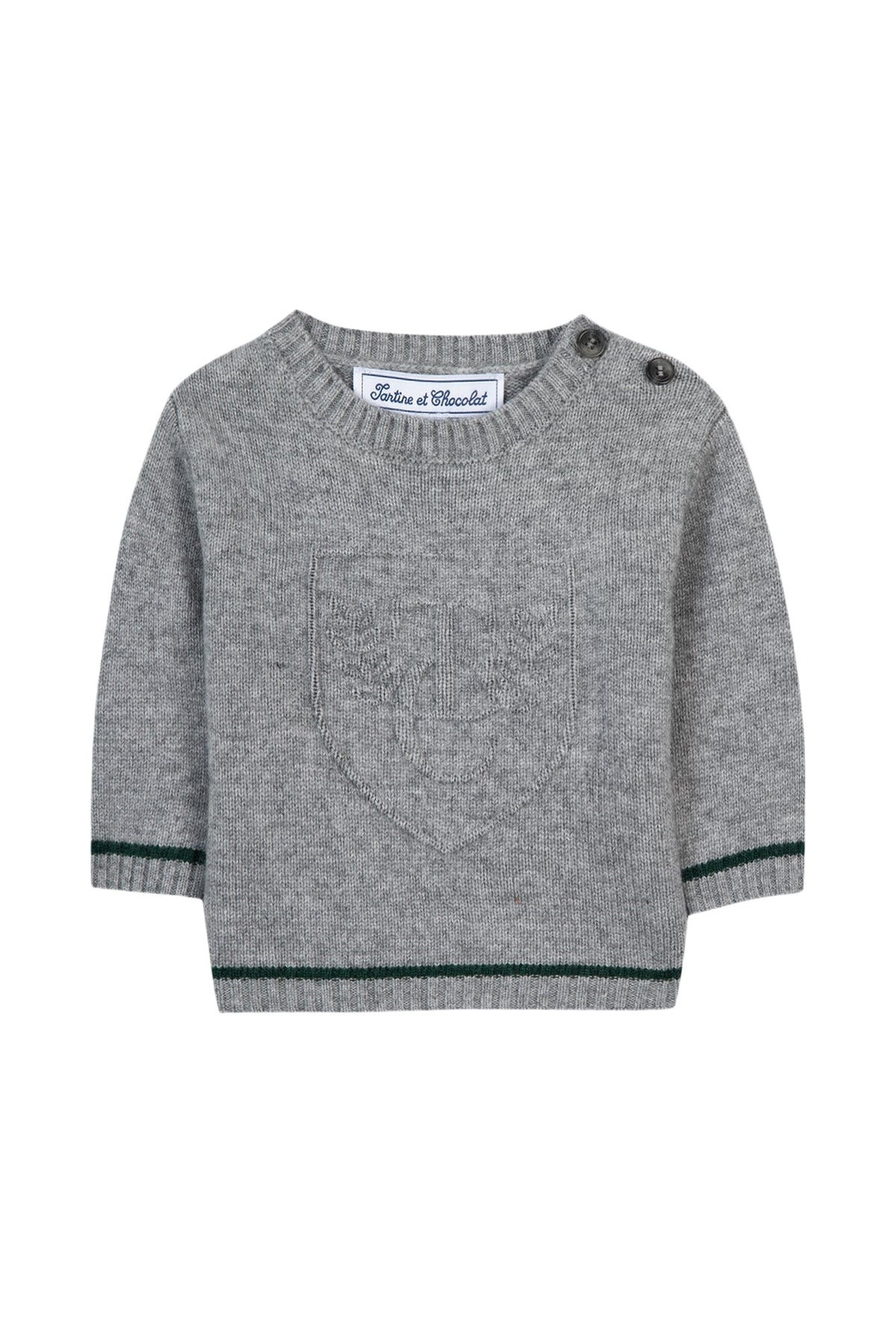 Pull Baby apprenti artiste en laine - Gris Chiné Moyen