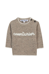 Pull Baby globe trotteur en laine - Sable Chiné Moucheté