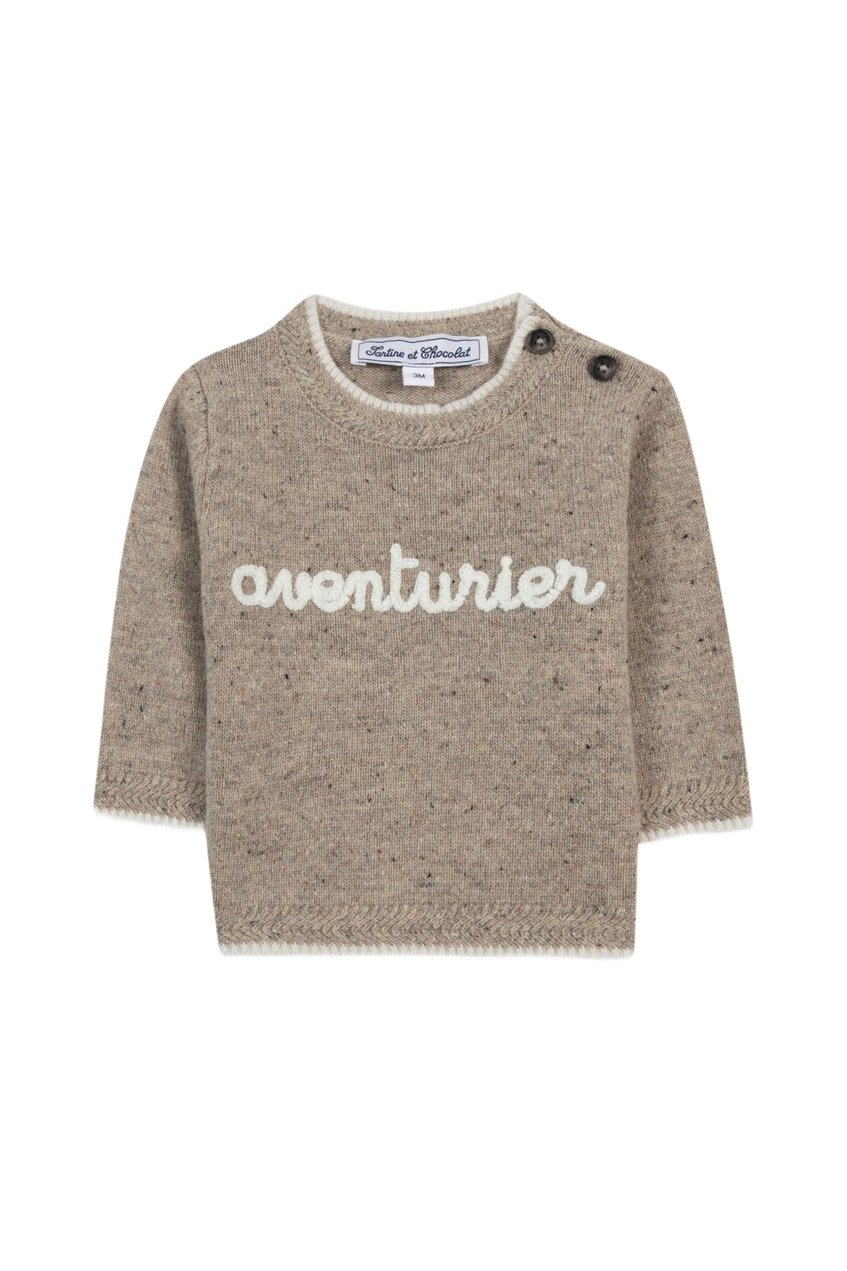 Pull Baby globe trotteur en laine - Sable Chiné Moucheté