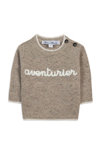 Pull Baby globe trotteur en laine - Sable Chiné Moucheté