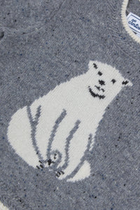 Pull Baby conquete arctique en laine - Bleu Grisé Chiné Moucheté