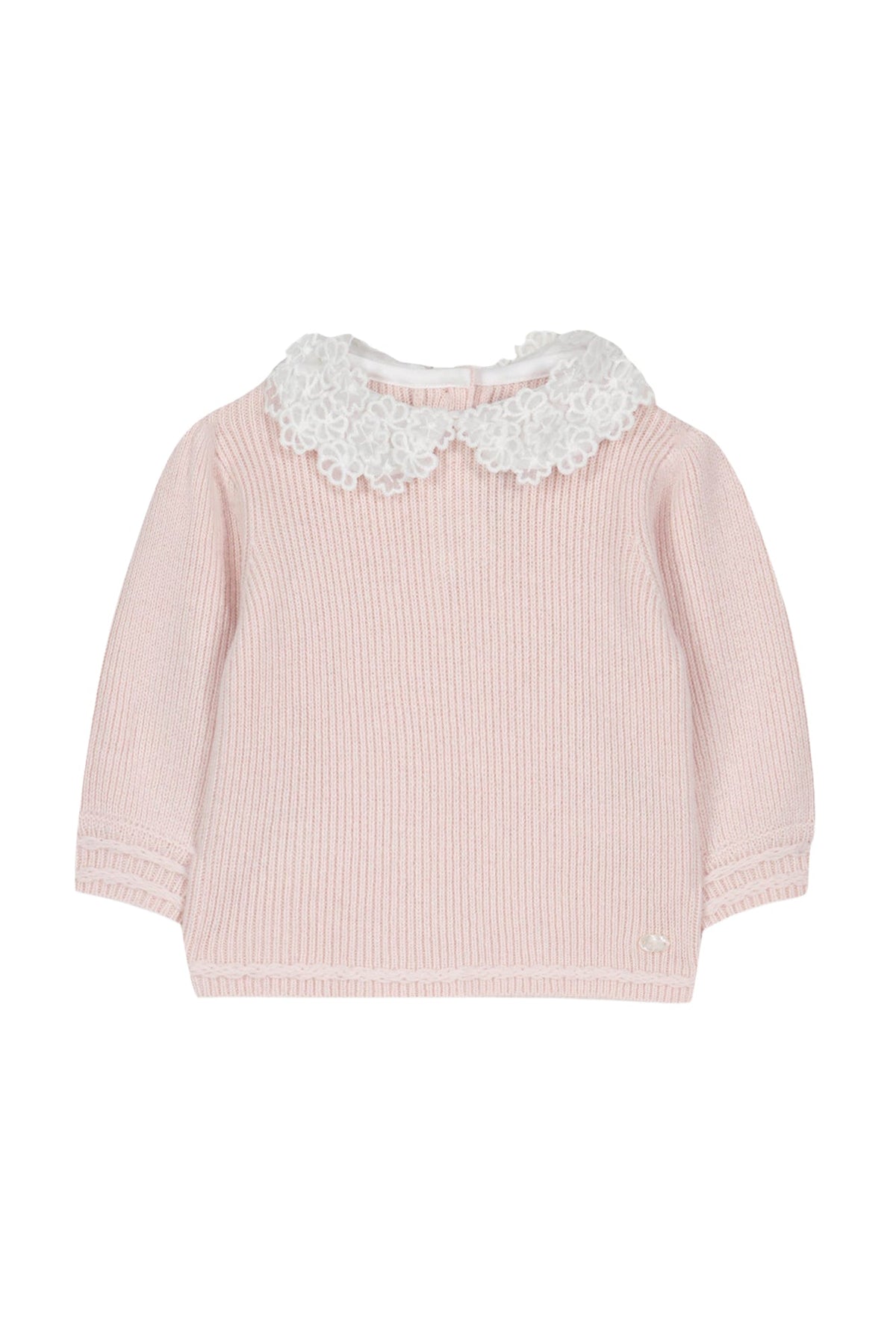 Pull Baby promenade romantique en laine - Rose Pâle