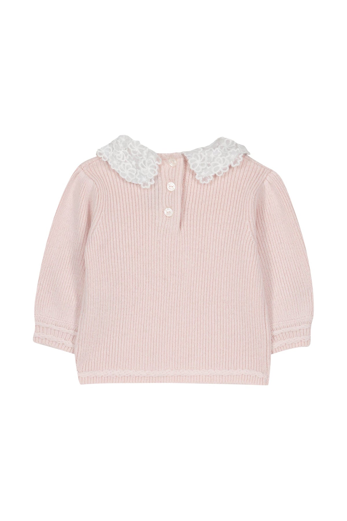 Pull Baby promenade romantique en laine - Rose Pâle
