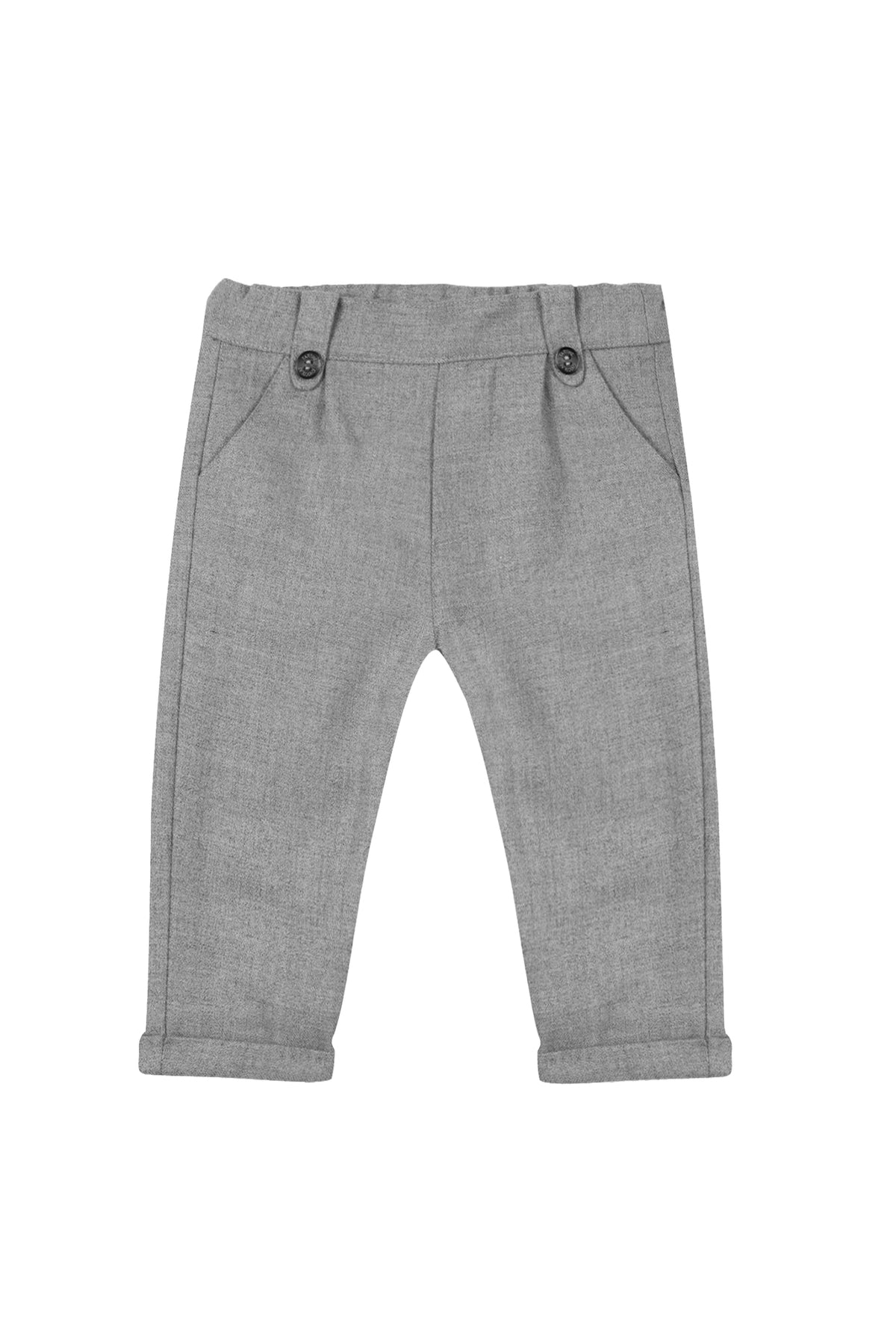 Pantalon à pattes boutonnées - Gris chiné