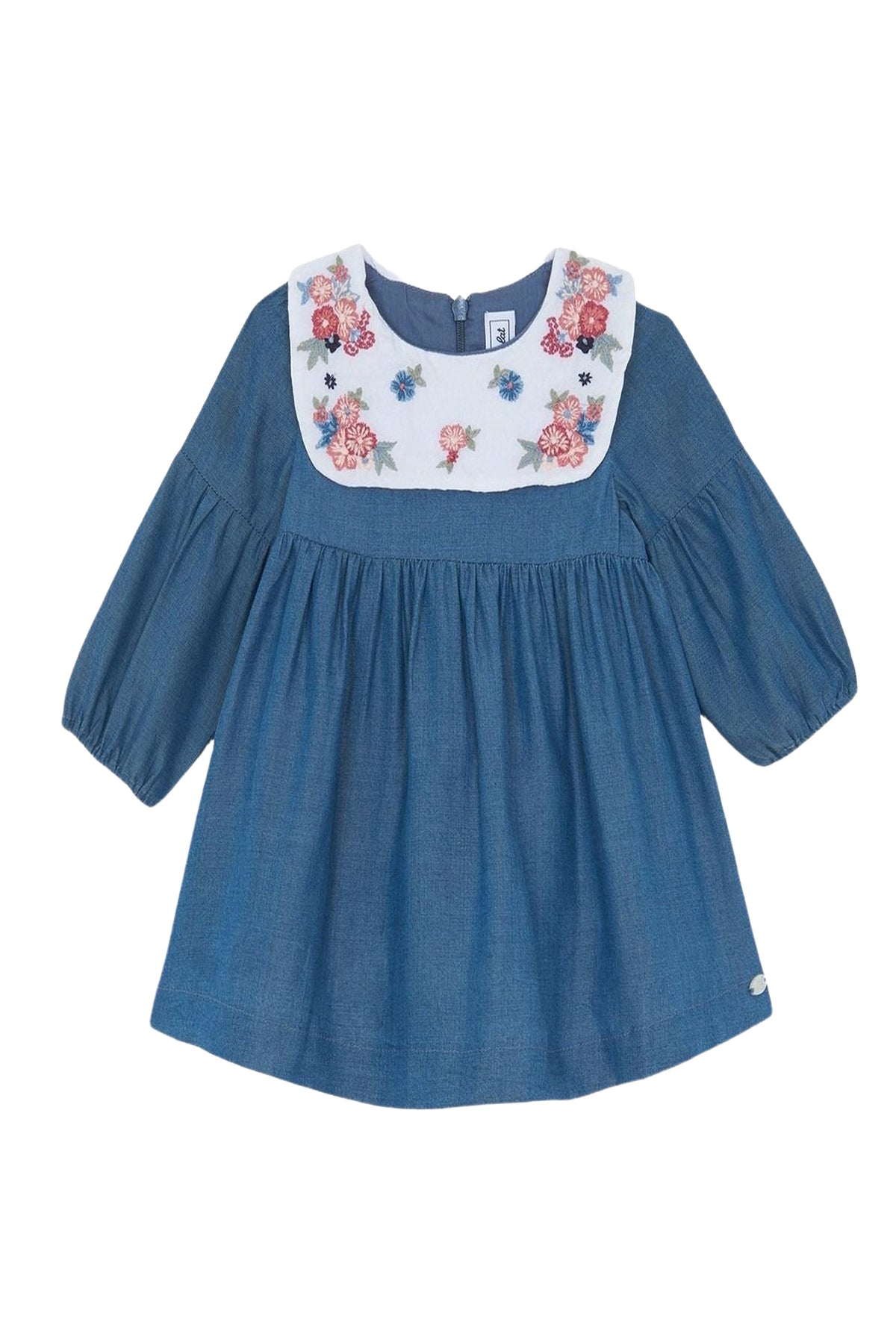 Robe à plastron fleuri - Denim