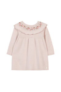 Robe Baby promenade romantique en laine - Rose Pâle