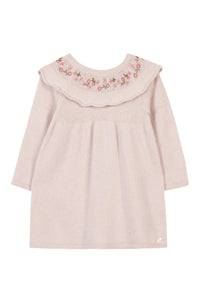 Robe Baby promenade romantique en laine - Rose Pâle