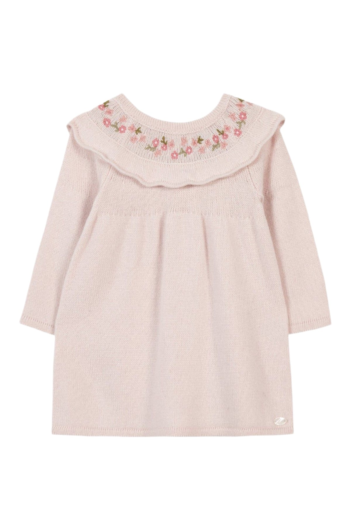 Robe Baby promenade romantique en laine - Rose Pâle