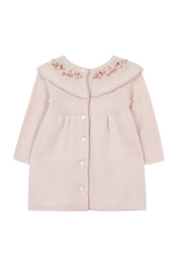 Robe Baby promenade romantique en laine - Rose Pâle
