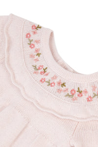 Robe Baby promenade romantique en laine - Rose Pâle