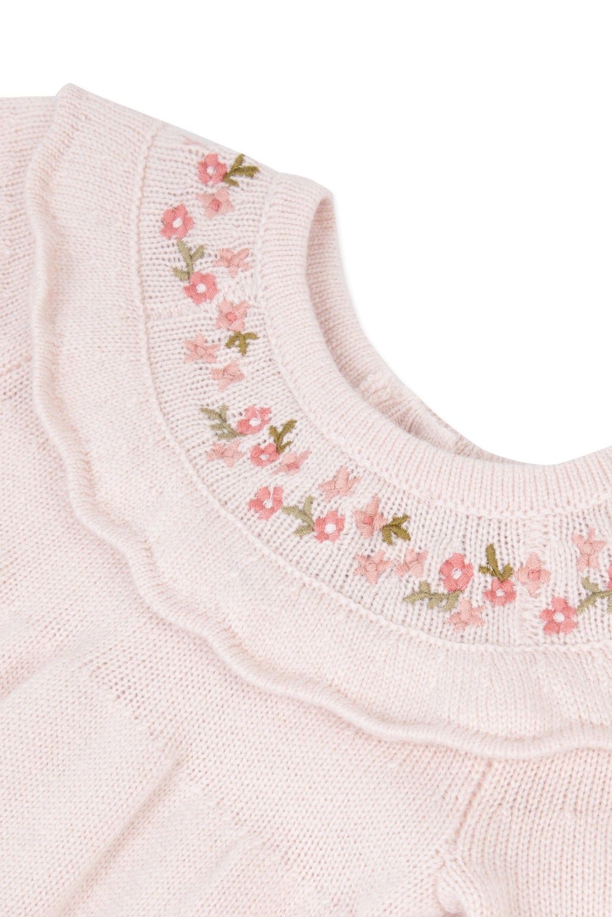 Robe Baby promenade romantique en laine - Rose Pâle
