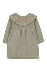 Robe Baby promenade romantique en laine - Sauge Chiné