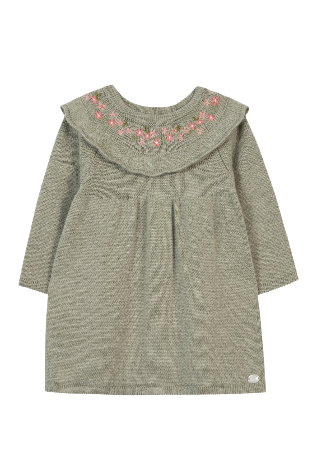Robe Baby promenade romantique en laine - Sauge Chiné