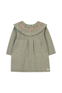 Robe Baby promenade romantique en laine - Sauge Chiné