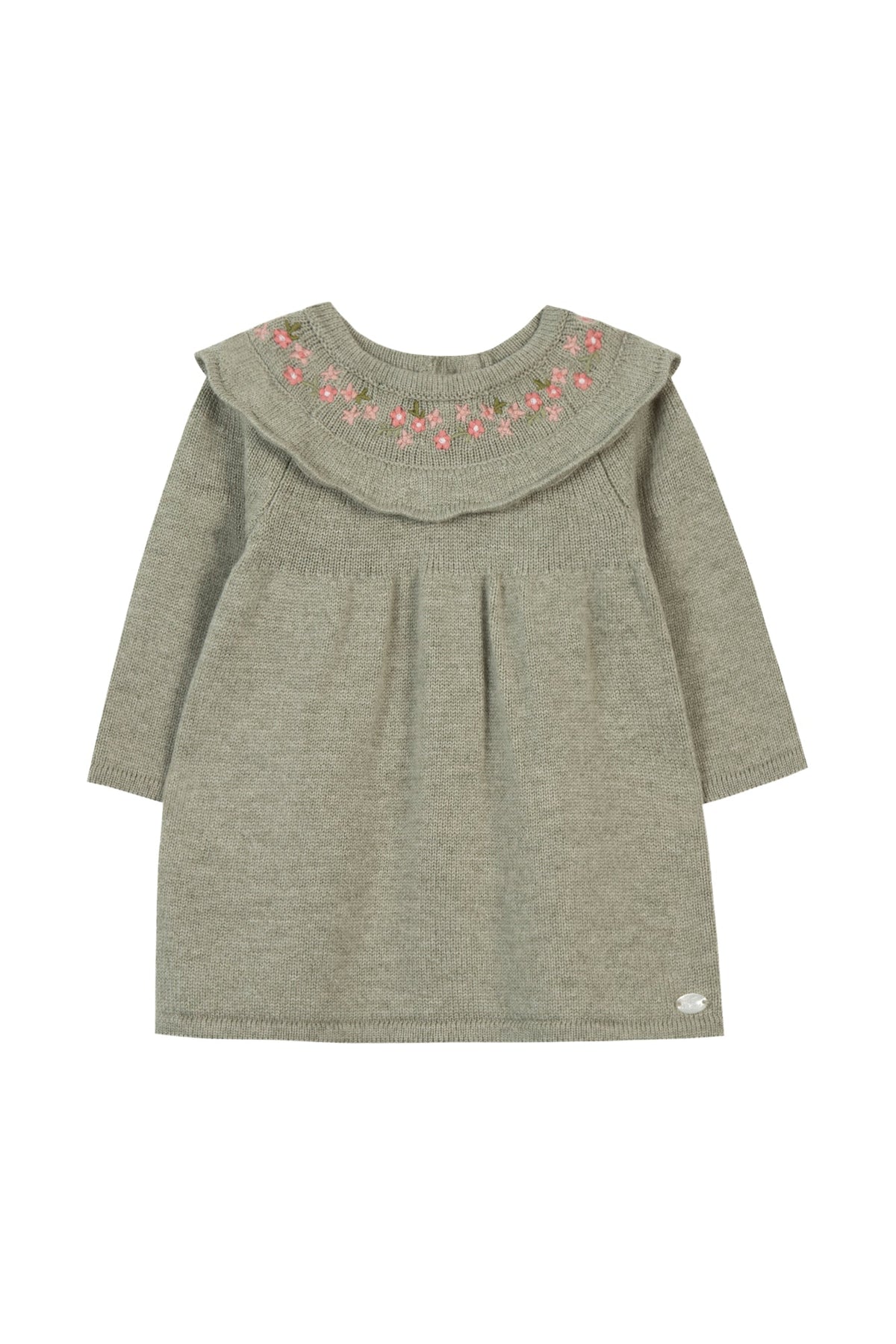 Robe Baby promenade romantique en laine - Sauge Chiné