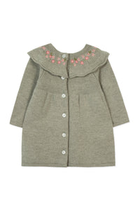 Robe Baby promenade romantique en laine - Sauge Chiné