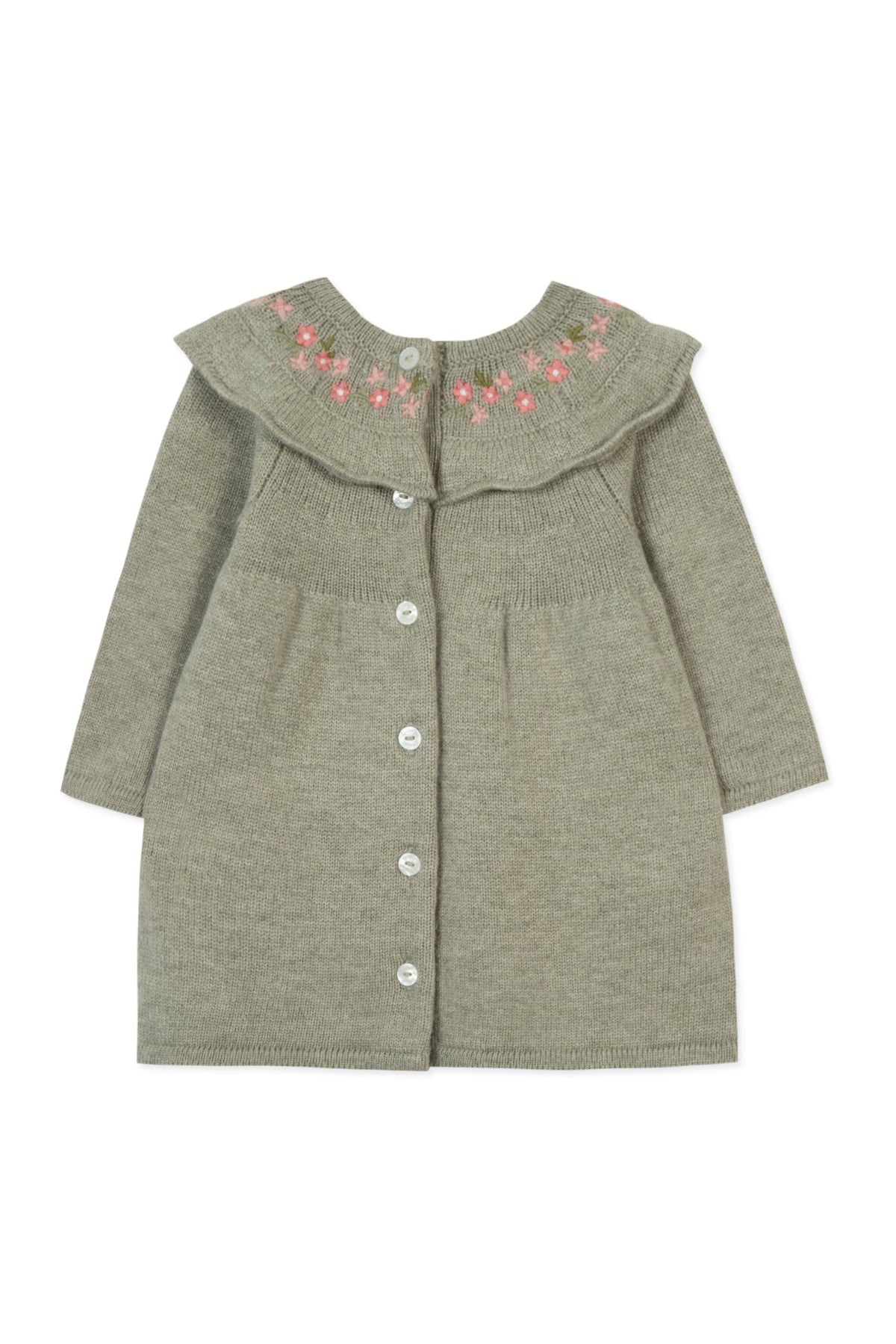 Robe Baby promenade romantique en laine - Sauge Chiné