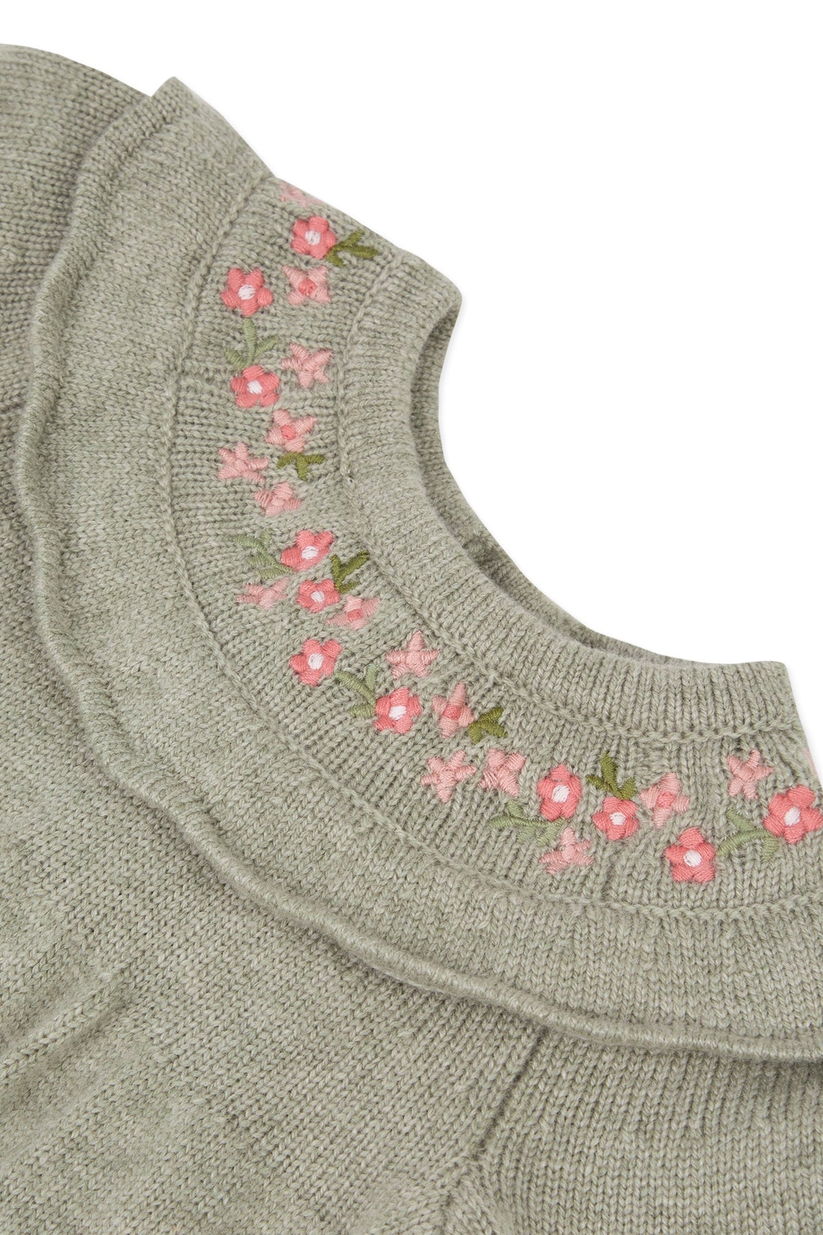 Robe Baby promenade romantique en laine - Sauge Chiné