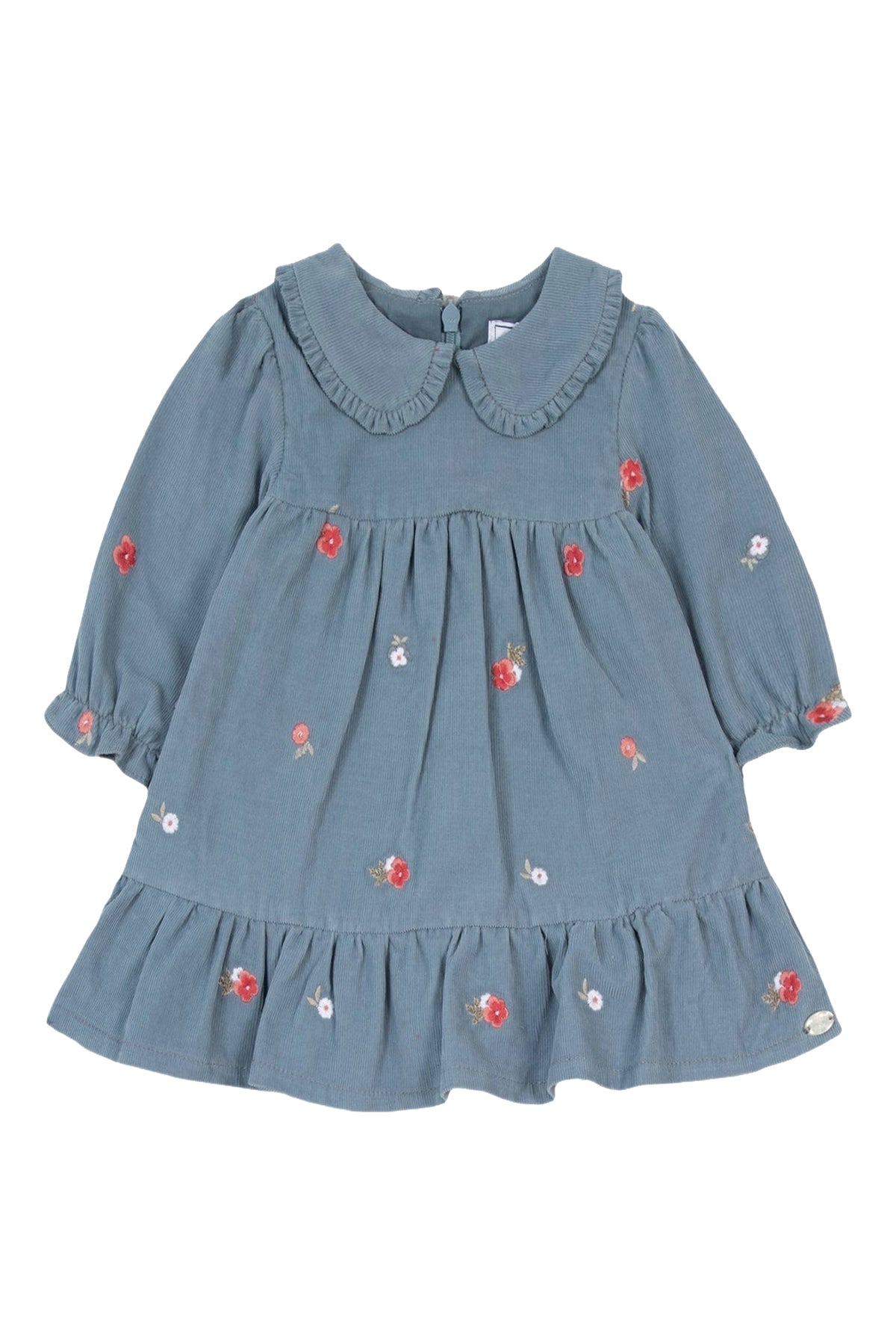 Robe à fleurs brodées en coton - Bleuet