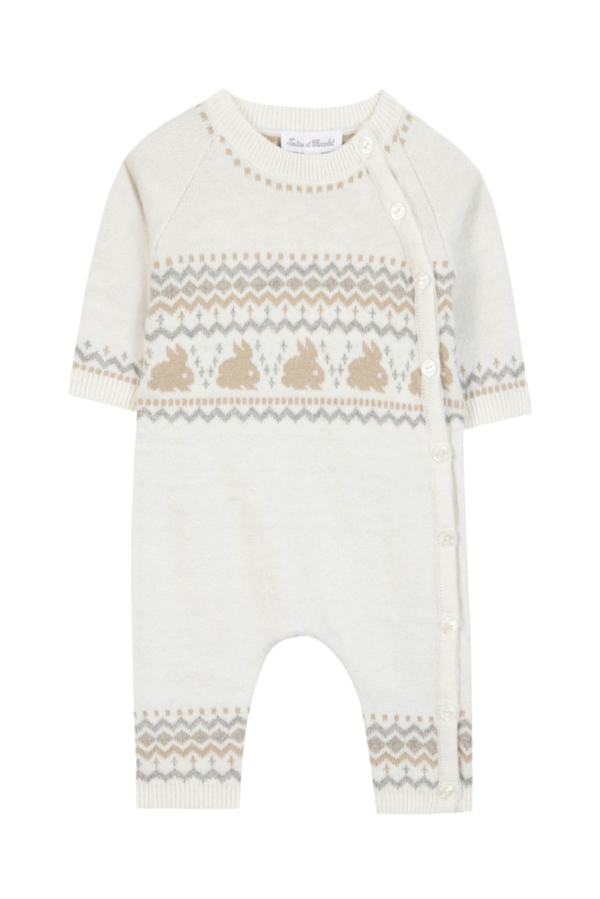 MIXTE Combinaison longue Premier trousseau - Nacre