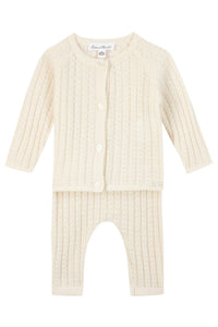 MIXTE Ensemble long Premier trousseau en laine - Nacre