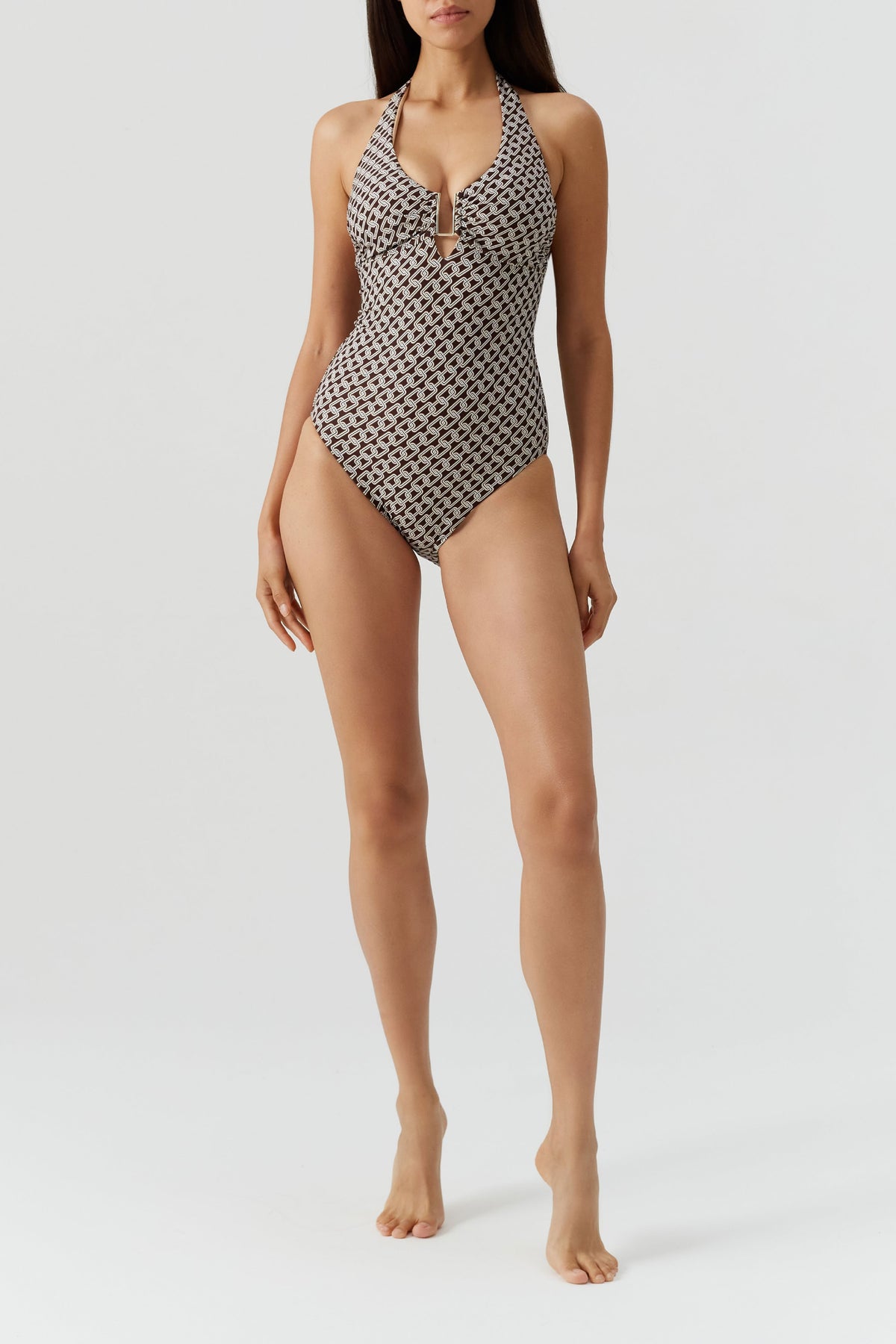 Maillot une pièce halter Tampa imprimé - Chain