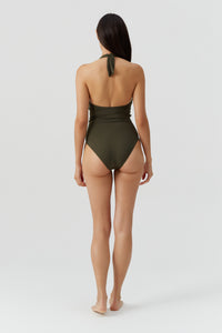 Tampa halter one-piece swimsuit - Olive