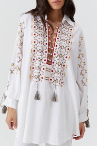 Blouse Tamsin à broderie - White Yellow