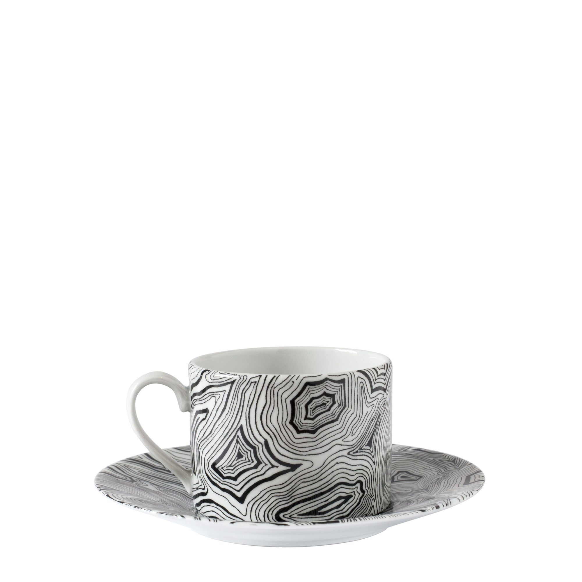 Malachite porcelain teacup - Black & White
