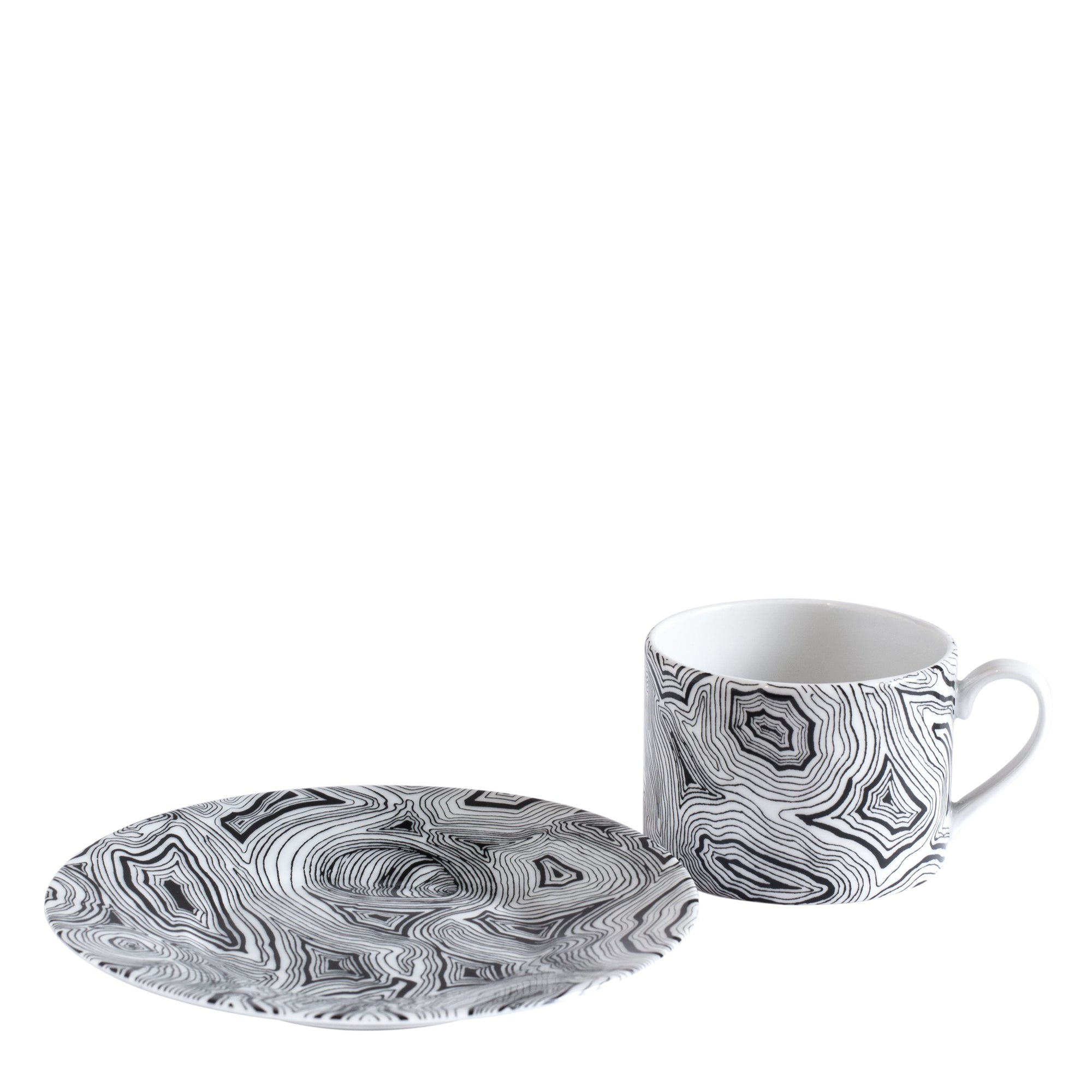 Malachite porcelain teacup - Black & White
