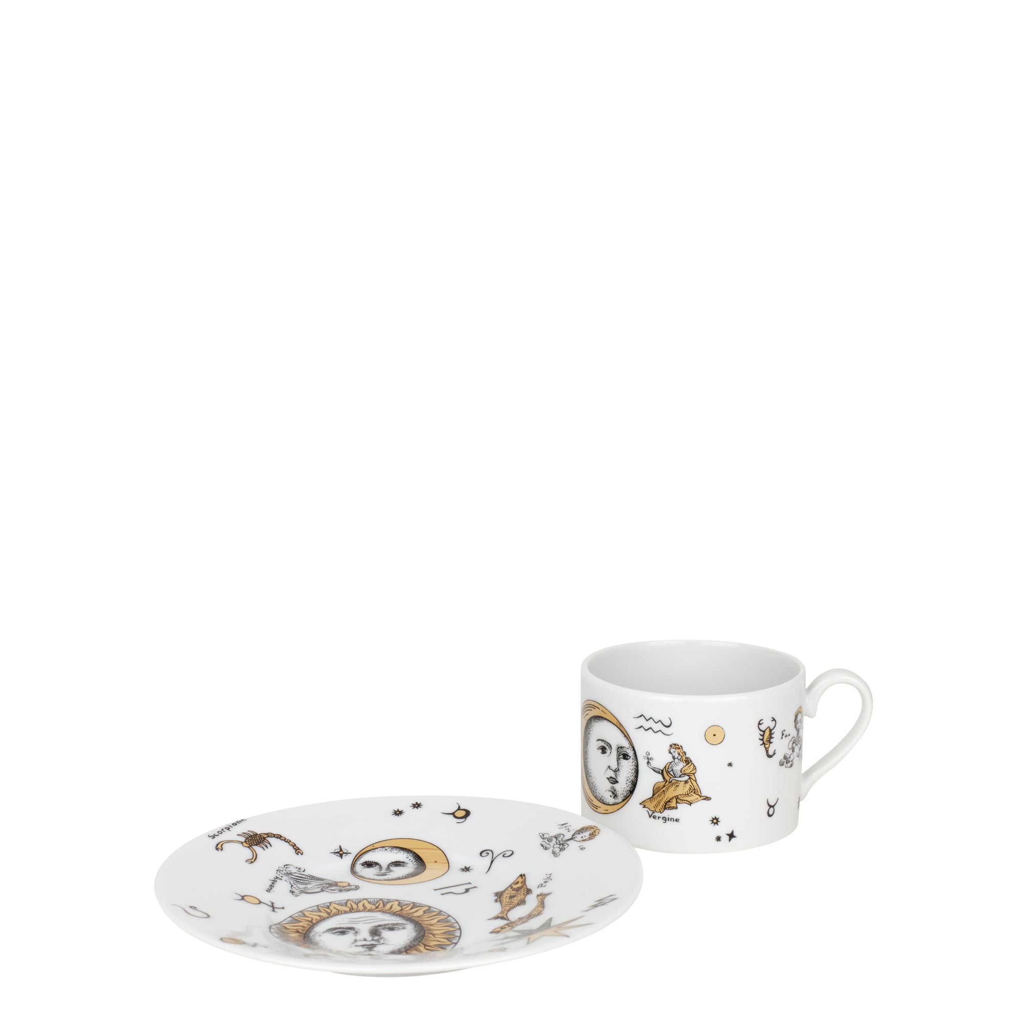 Astronomici n°3 porcelain teacup - Gold & Black & White