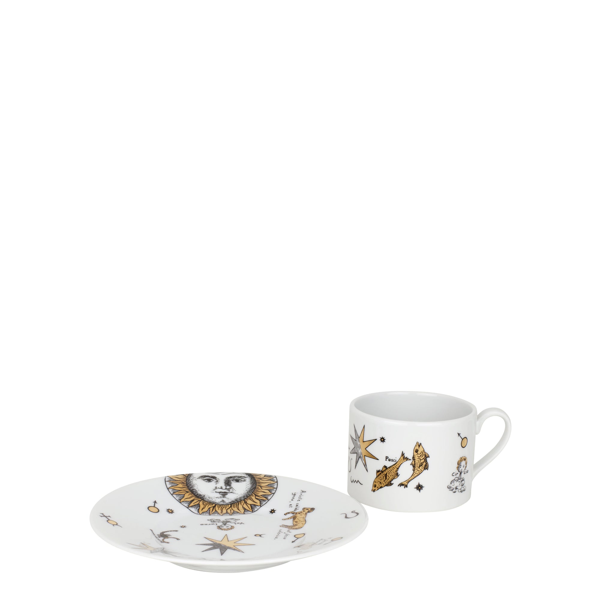 Astronomici n°6 porcelain teacup - Gold & Black & White