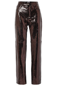 Pantalon boyfriend en cuir laminé - Bronze