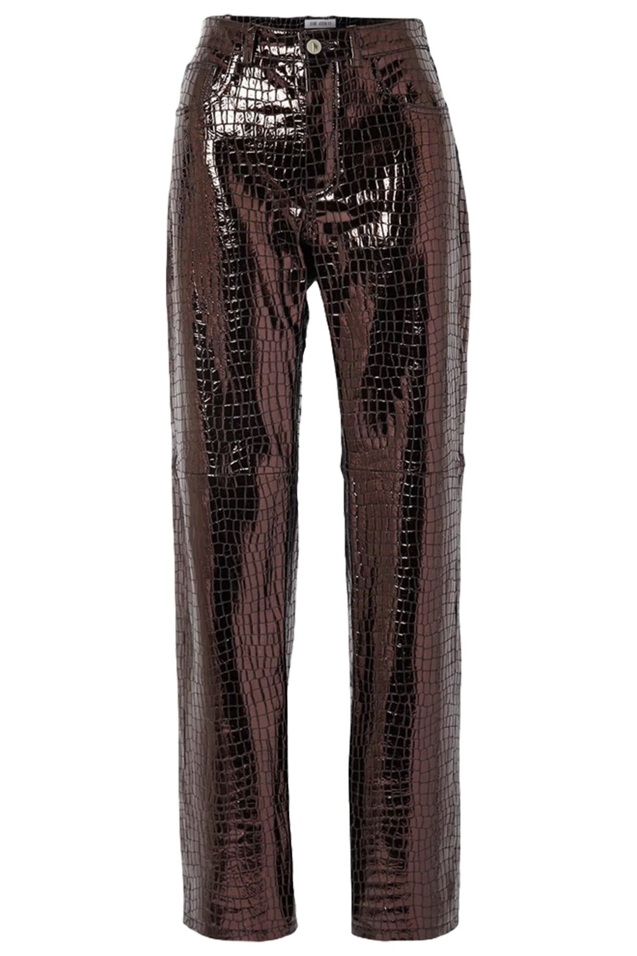 Pantalon boyfriend en cuir laminé - Bronze