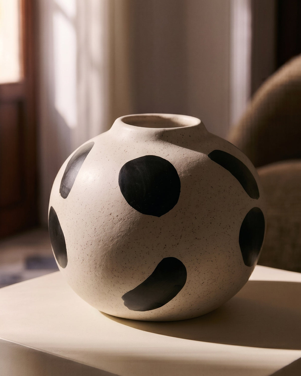 Vase Tiago en céramique tachetée - Blanc