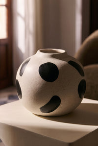 Vase Tiago en céramique tâchetée - Blanc