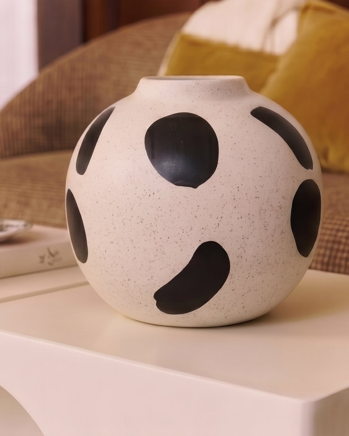 Vase Tiago en céramique tachetée - Blanc