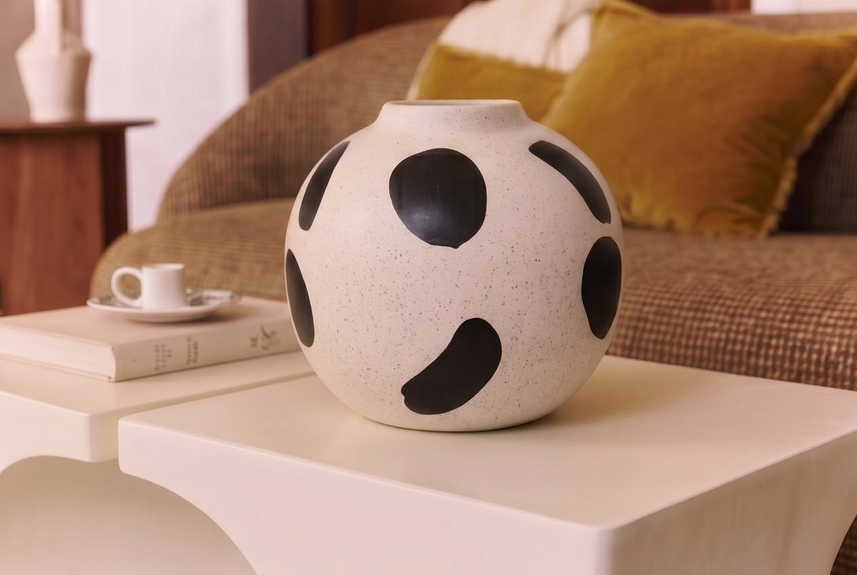 Vase Tiago en céramique tâchetée - Blanc
